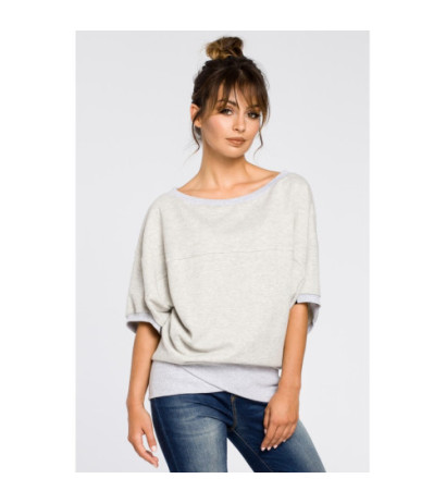 B048 Bluza oversize z rękawami kimono - popielata