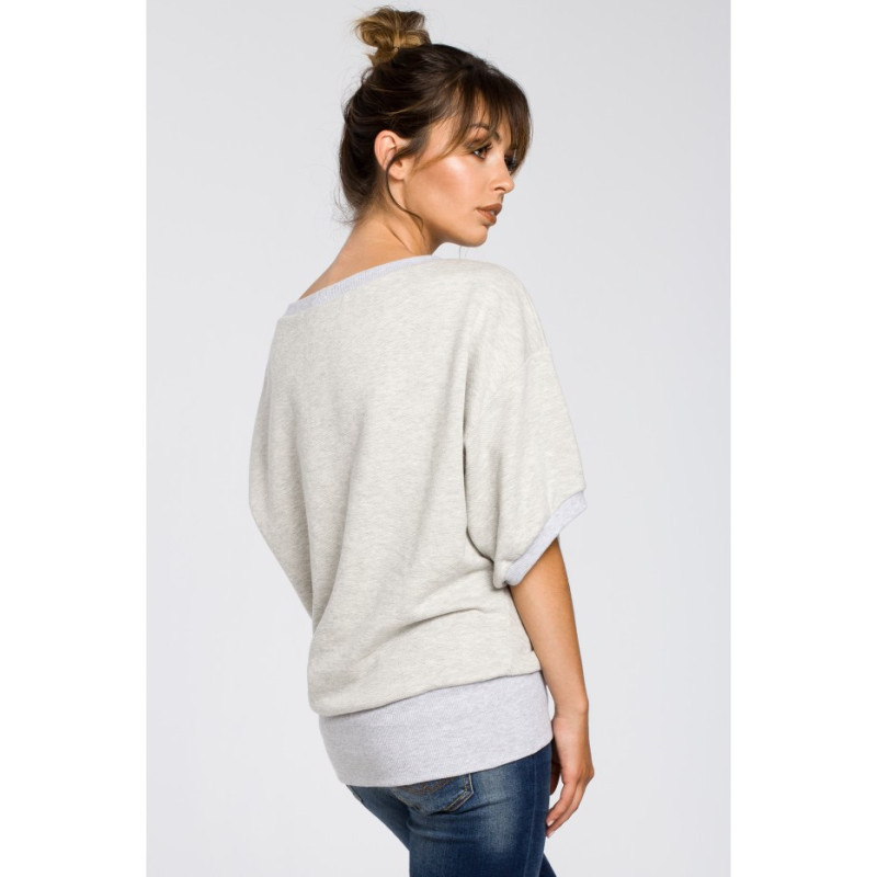B048 Bluza oversize z rękawami kimono - popielata