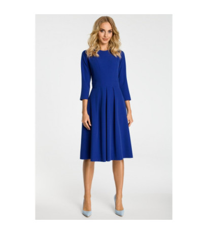 M335 Sukienka z kontrafałdami na przodzie - chabrowa