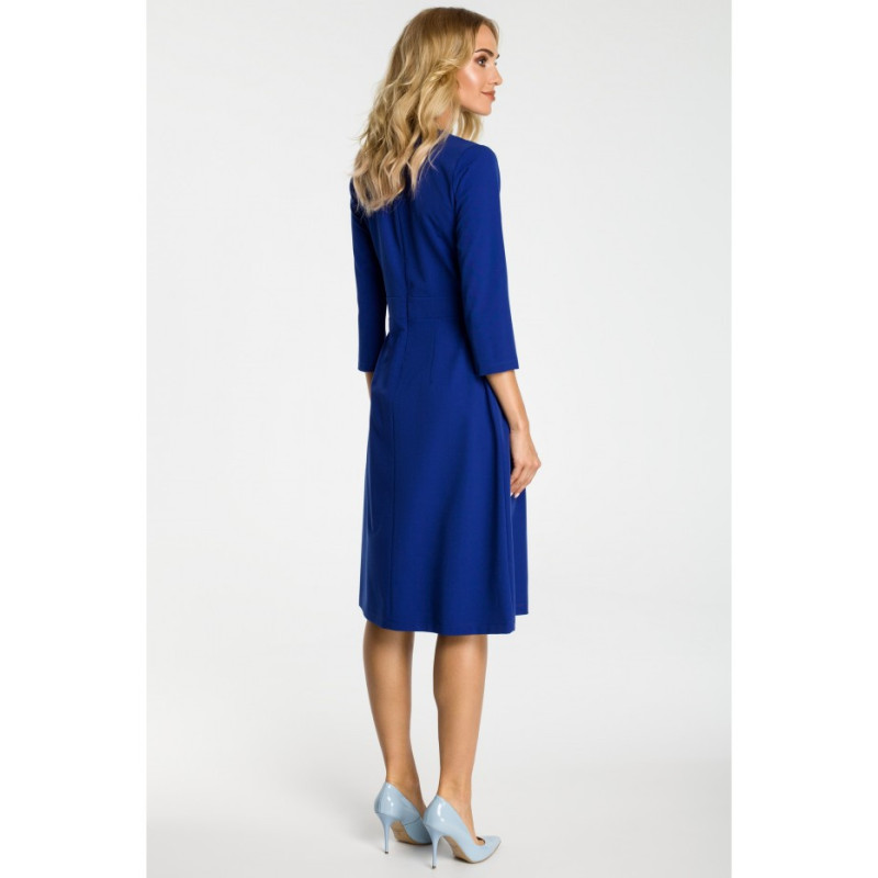 M335 Sukienka z kontrafałdami na przodzie - chabrowa