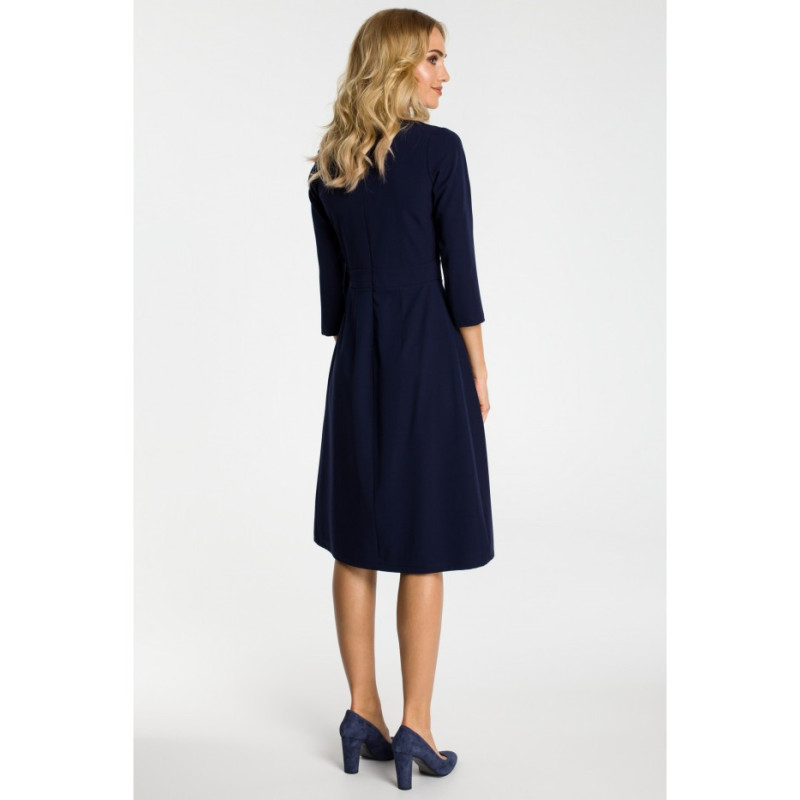 M335 Sukienka z kontrafałdami na przodzie - granatowa