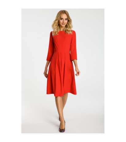 M335 Sukienka z kontrafałdami na przodzie - czerwona