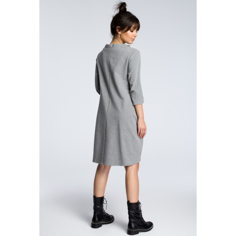 B070 Dresowa sukienka z wiązaniem pod szyją - szara