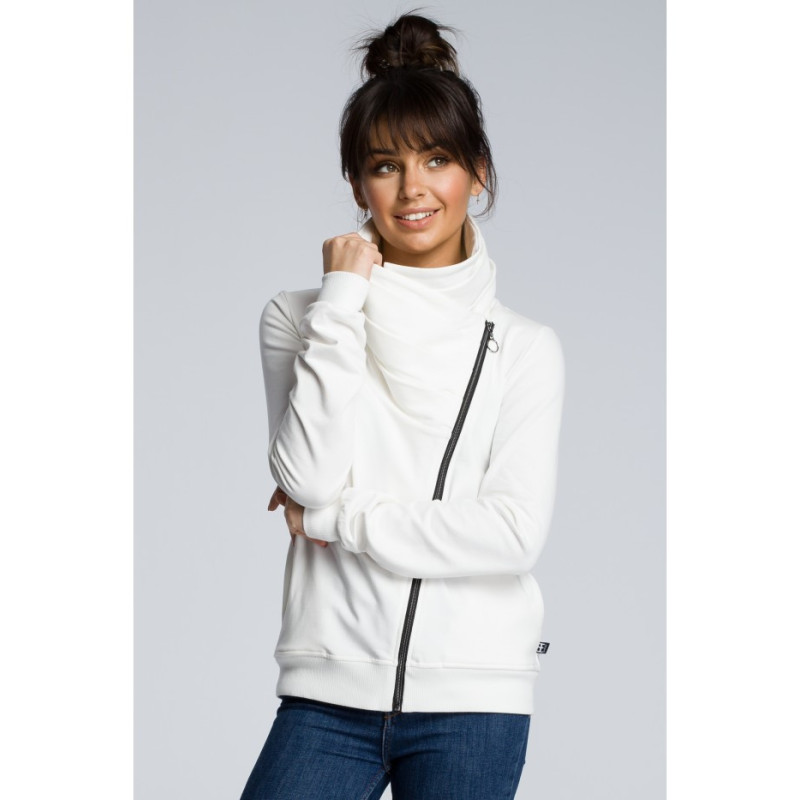 B071 Bluza z ukośnym zamkiem - ecru