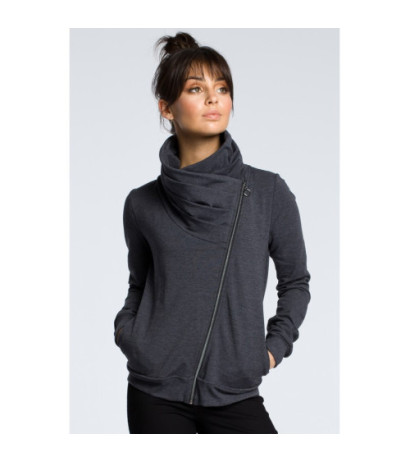 B071 Bluza z ukośnym zamkiem - grafitowa