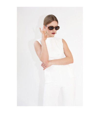 S115 Kombinezon z szerokimi nogawkami - ecru