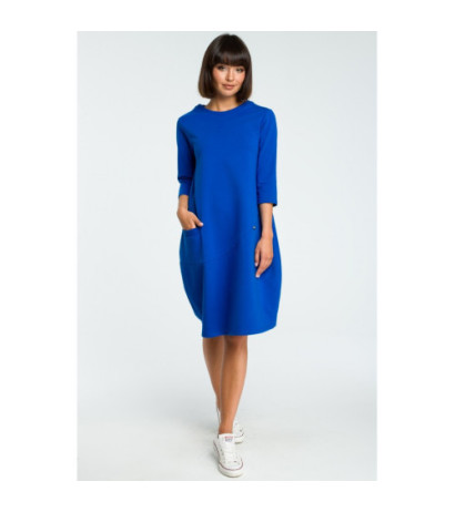 B083 Kobieca sukienka bombka - chabrowa