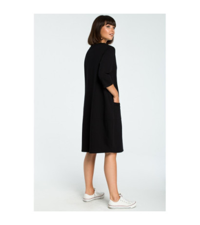 B083 Kobieca sukienka bombka - czarna