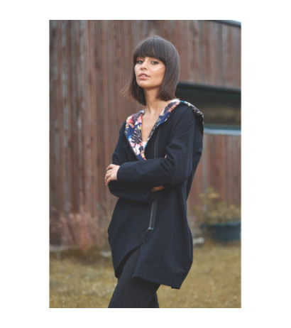 B091 Zasuwana bluza z kapturem - czarna