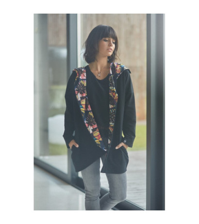 B091 Zasuwana bluza z kapturem - czarna