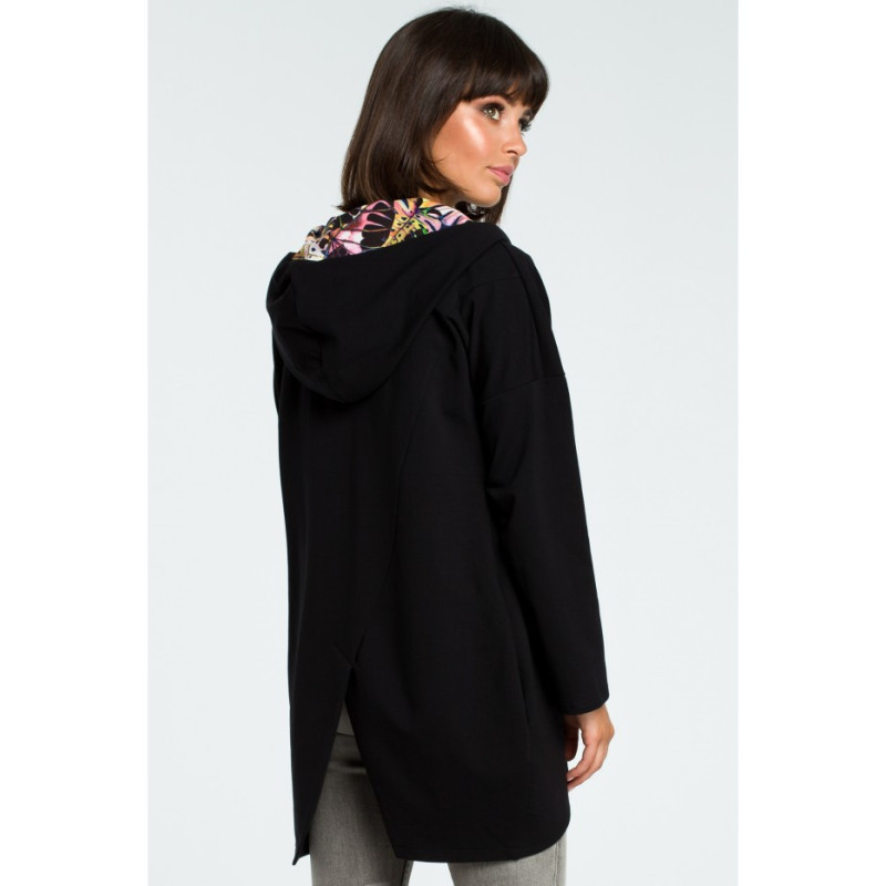 B091 Zasuwana bluza z kapturem - czarna