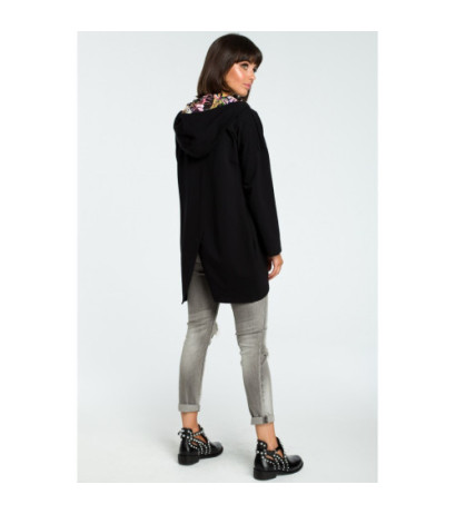 B091 Zasuwana bluza z kapturem - czarna