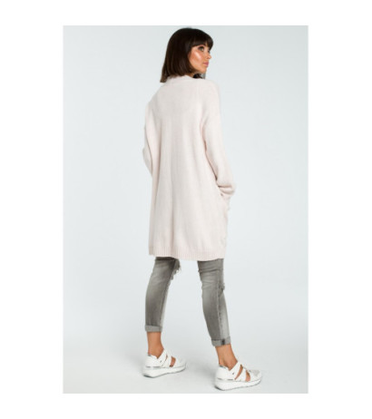 BK001 Długi niezapinany kardigan - pudrowy-melanż