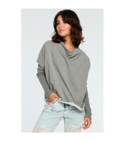 B094 Bluza z dekoltem z tyłu - szara