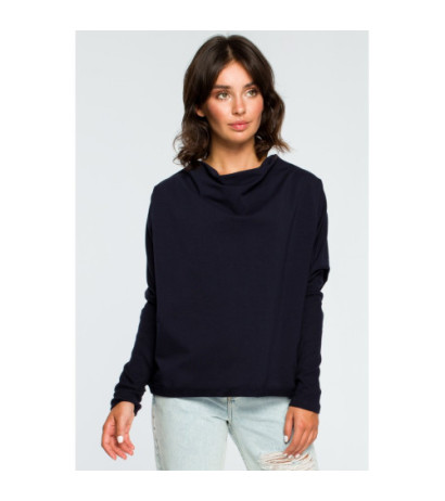 B094 Bluza z dekoltem z tyłu - granatowa