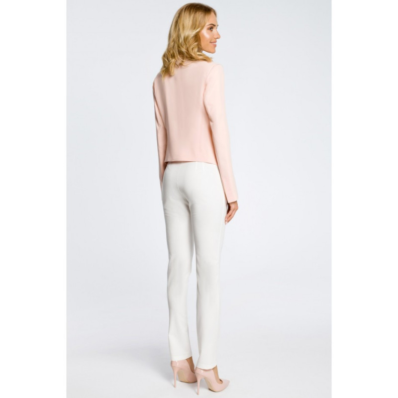 M031 Krótki żakiet marynarka damska narzutka - pudrowy