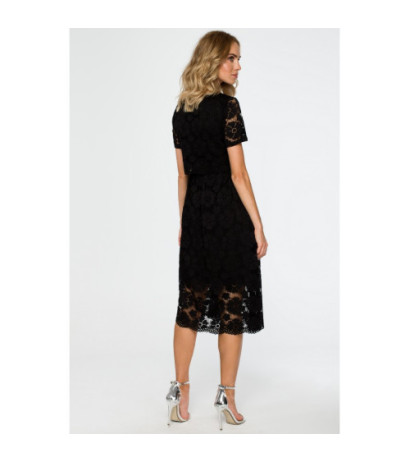 M405 Koronkowa sukienka midi - czarna