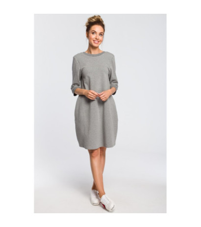 M417 Dresowa sukienka z dekoltem na plecach - szara