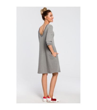 M417 Dresowa sukienka z dekoltem na plecach - szara