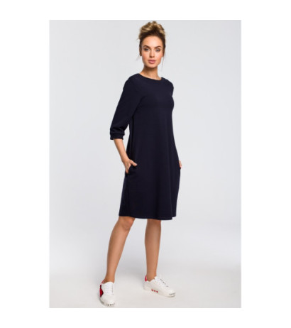 M417 Dresowa sukienka z dekoltem na plecach - granatowa