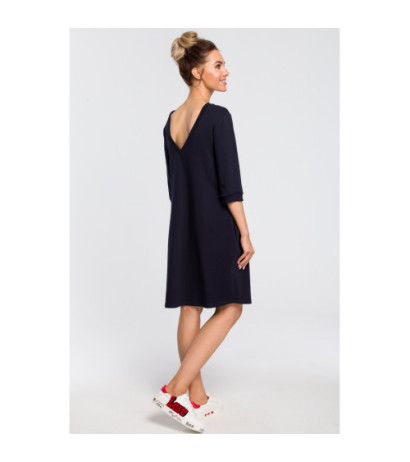 M417 Dresowa sukienka z dekoltem na plecach - granatowa