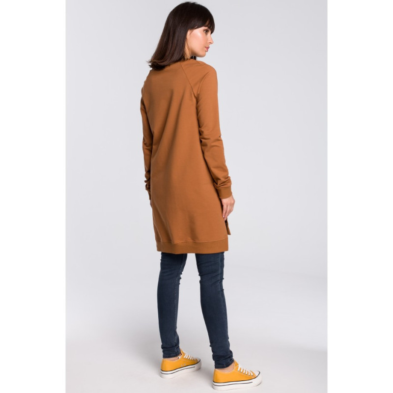 B101 Bluza - tunika z rozcięciami po bokach - karmelowa