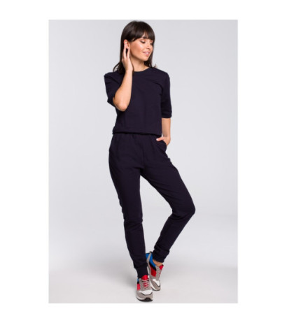 B104 Kombinezon z dekoltem na plecach - granatowy