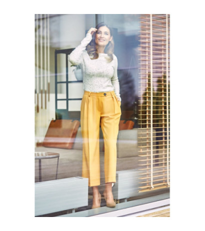 S139 Spodnie damskie typu kuloty - żółte