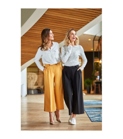 S139 Spodnie damskie typu kuloty - żółte