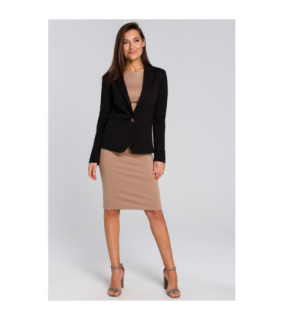 S154 Krótki stylowy zapinany żakiet - czarny