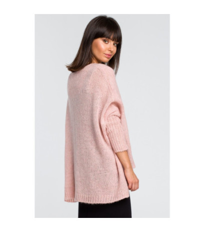 BK018 Luźny sweter z kieszenią - różowy