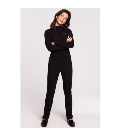 B124 Spodnie z rozporkami po bokach - czarne