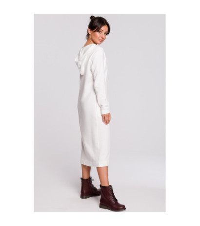 B128 Sukienka maxi z kapturem - ecru