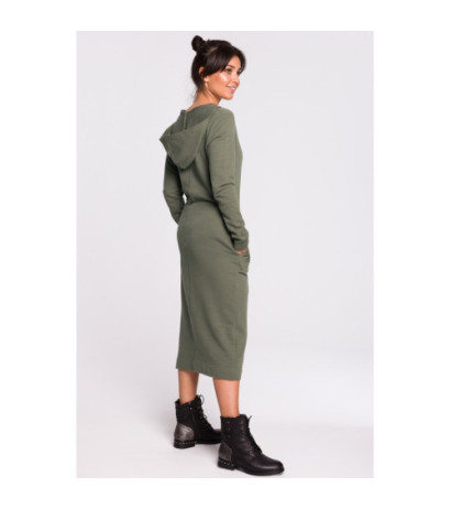 B128 Sukienka maxi z kapturem - khaki