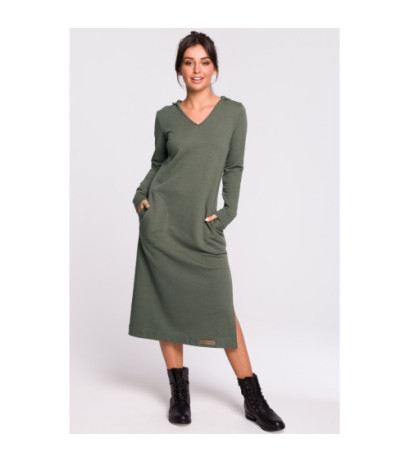 B128 Sukienka maxi z kapturem - khaki