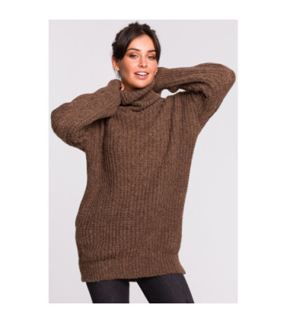 BK030 Długi sweter z golfem - karmelowy