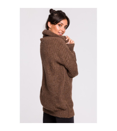 BK030 Długi sweter z golfem - karmelowy