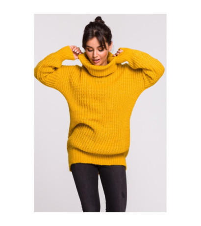 BK030 Długi sweter z golfem - miodowy