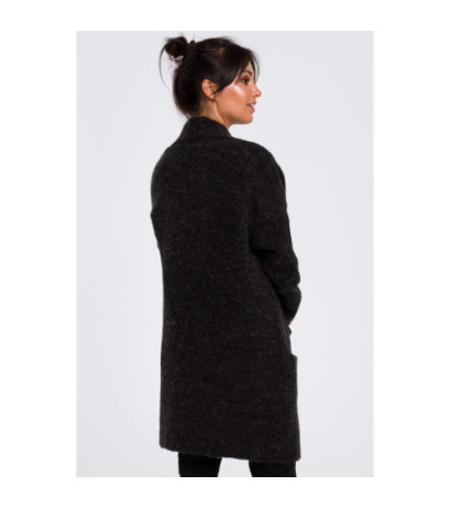 BK034 Kardigan gładki z kieszeniami - antracytowy