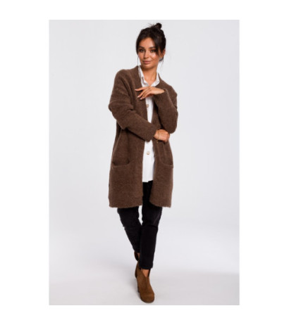 BK034 Kardigan gładki z kieszeniami - karmelowy