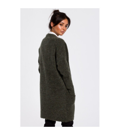 BK034 Kardigan gładki z kieszeniami - zielony