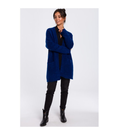 BK034 Kardigan gładki z kieszeniami - szafirowy