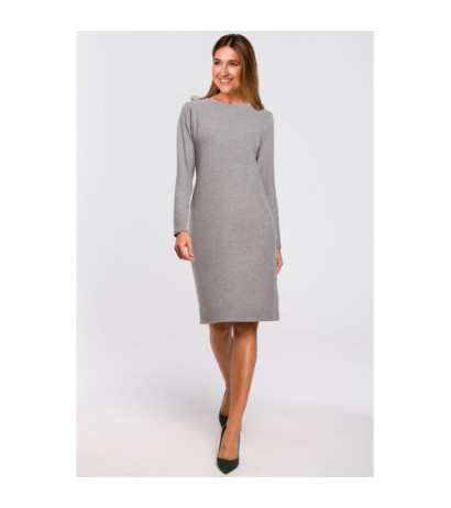 S178 Sukienka swetrowa z długim rękawem - szara