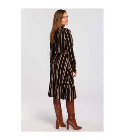 S182 Odcinana sukienka w prążek z paskiem - model 1