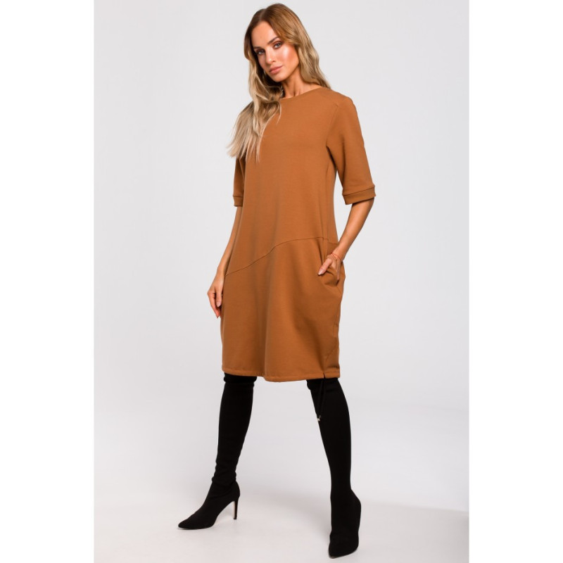 M451 Sukienka bombka - karmelowa