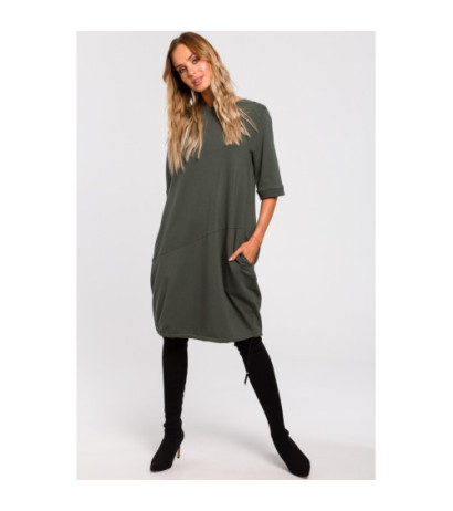 M451 Sukienka bombka - militarno-zielona