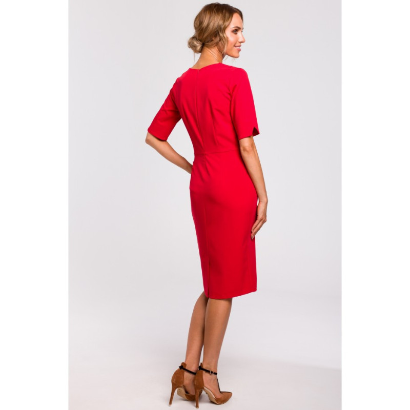 M455 Sukienka z dekoltem V - czerwona