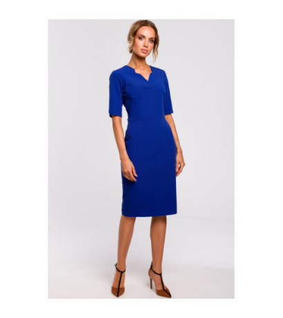 M455 Sukienka z dekoltem V - chabrowa