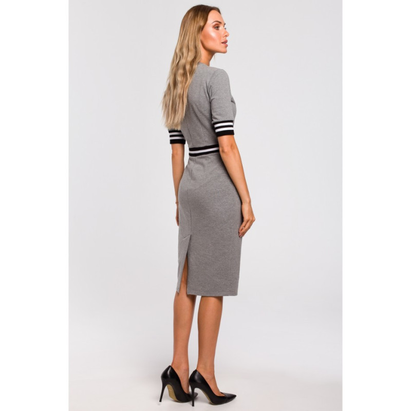 M461 Sukienka ze wstawkami ze ściągacza - szara