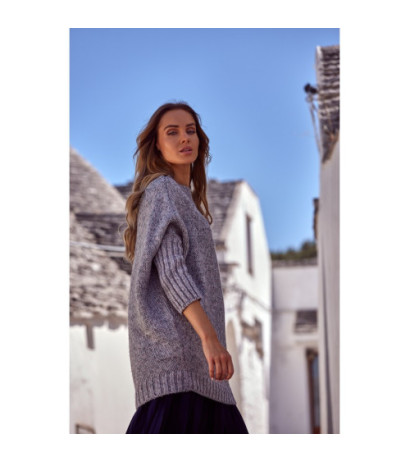 M470 Ciepły sweter z półgolfem - szary